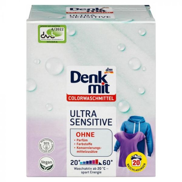 Бесфосфатный порошок для стирки цветных вещей DenkMit Ultra Sensitive 1,35 кг