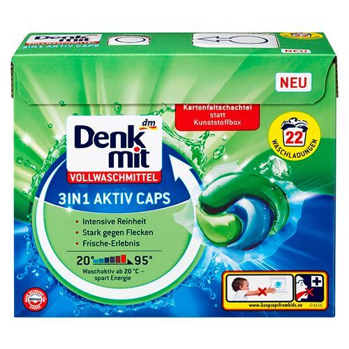 Капсулы для универсальной стирки DenkMit 3in1 Aktiv 22 шт
